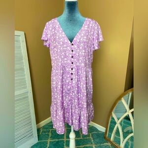 Lavender Dress Floral Button-Up